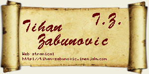 Tihan Zabunović vizit kartica